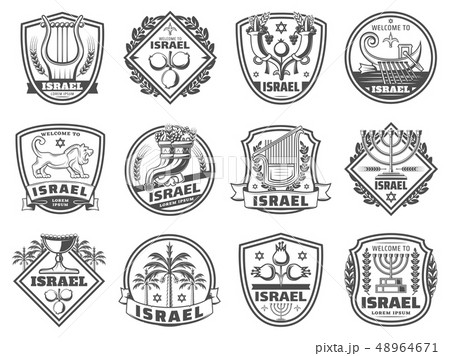 Jewish religion icons, monochrome vector Jewish religion icons, monochrome vector 48964671