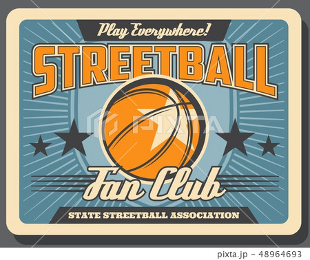 Streetball and basketball sport, leather ball 48964693