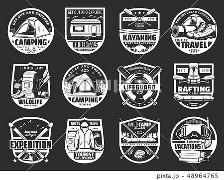 Tourism and travel symbols and signs isolated 48964765