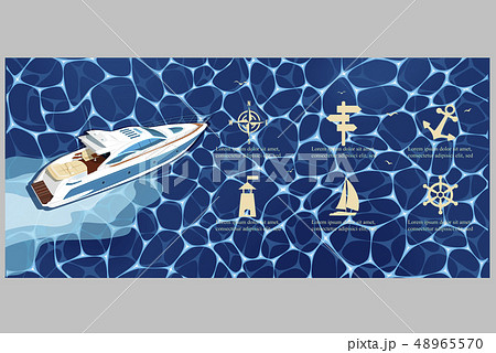 Top view speed boat on water poster 48965570