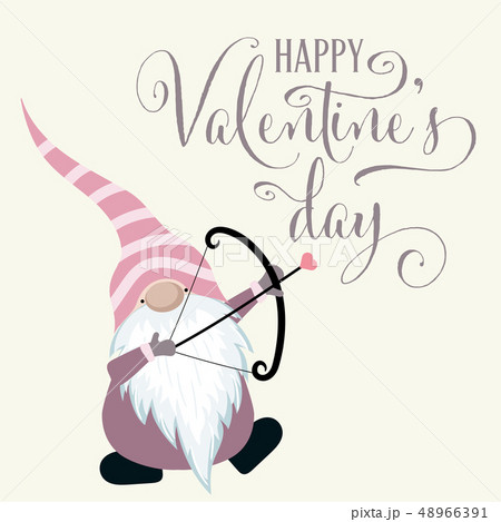 Gnome with cupid bow. Valentine's day card Gnome with cupid bow. Valentine's day card 48966391