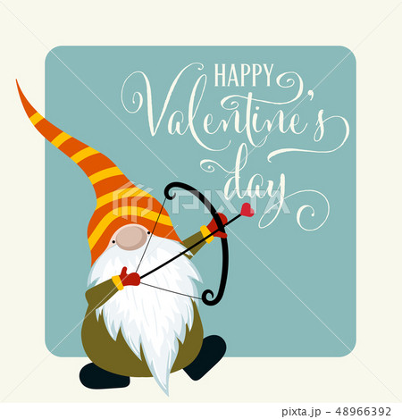 Gnome with cupid bow. Valentine's day card 48966392