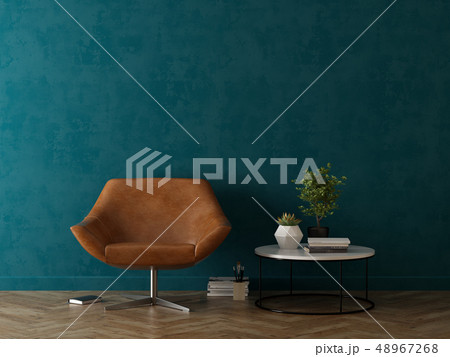 Interior of modern living room with chair 3D rendering Interior of modern living room with chair 3D rendering 48967268
