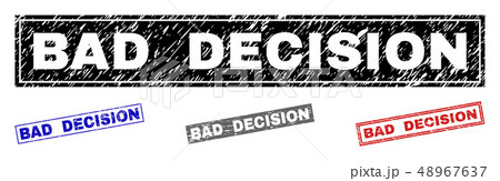 Grunge BAD DECISION Scratched Rectangle Stamps 48967637