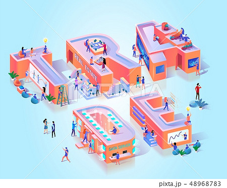 Vector Illustration Trade on Blue Background. 48968783