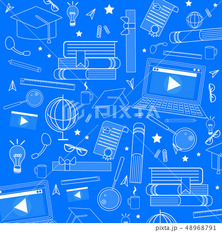 Seamless School Stuff Pattern Doodle Illustration 48968791