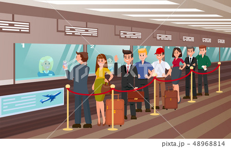 Queue for Boarding Registration Flat Illustration. Queue for Boarding Registration Flat Illustration. 48968814