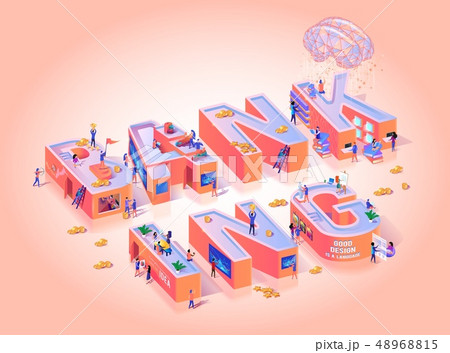 Vector Illustration Banking on Pink Background. Vector Illustration Banking on Pink Background. 48968815