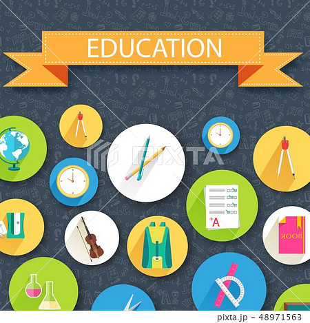 back to school abstract background of flat icons  48971563