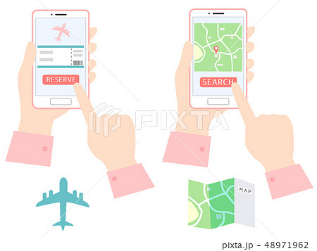 スマホで予約 検索のイラスト素材