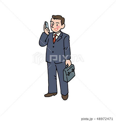 外出中にスマホで連絡をするサラリーマン 48972471