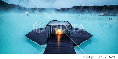 Geothermal Spa Blue Lagoon in Reykjavik, Iceland. 48973824