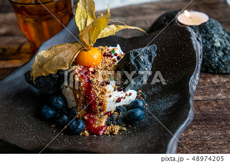 Icelandic ice cream menu with sugar cane. Icelandic ice cream menu with sugar cane. 48974205