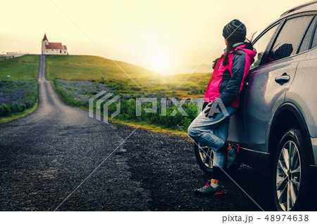 Road trip vacation travel by car in Iceland. 48974638