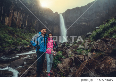 Svartifoss waterfall in Vatnajokull, Iceland. 48974685
