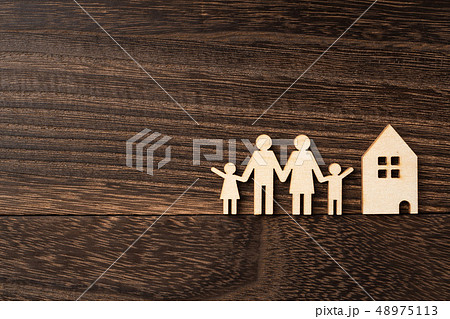 wooden family piece with love, secure concept 48975113