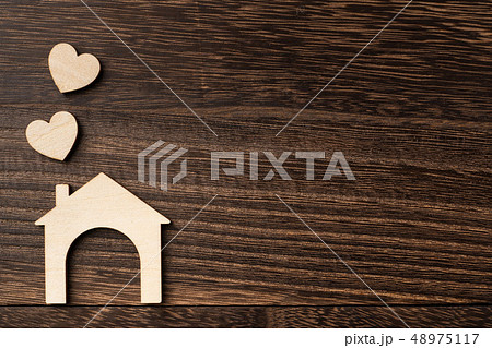 wooden family piece with love, secure concept 48975117