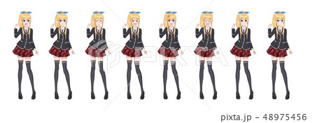 Anime manga student girl in blazer and red skirt Anime manga student girl in blazer and red skirt 48975456