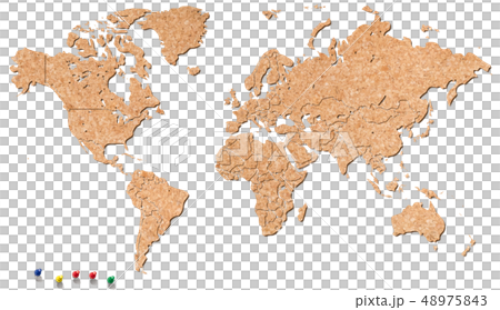 コルクの世界地図とマーキング用押しピン コルクの世界地図とマーキング用押しピン 48975843