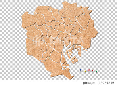 コルクの東京23区地図とマーキング用押しピン コルクの東京23区地図とマーキング用押しピン 48975846