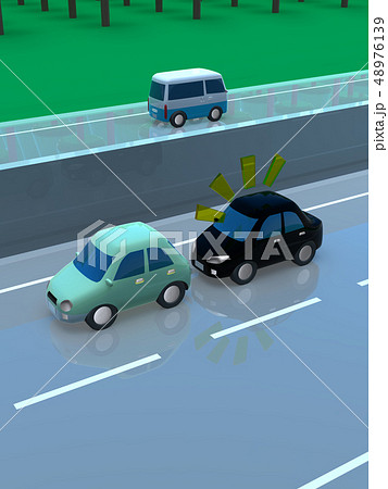 Cg 3d イラスト デザイン 立体 車 交通 安全 事故 トラブル あおり運転 道路 事例 教本のイラスト素材