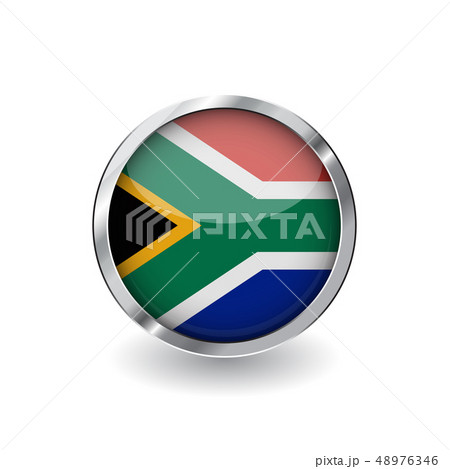 Flag button with metal frame and shadow. Flag button with metal frame and shadow. 48976346