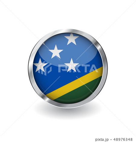 Flag button with metal frame and shadow. 48976348