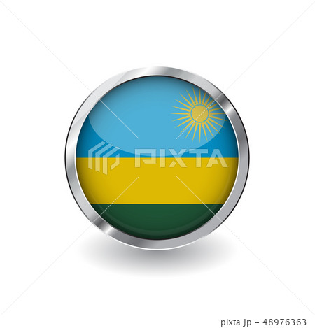 Flag button with metal frame and shadow. Flag button with metal frame and shadow. 48976363