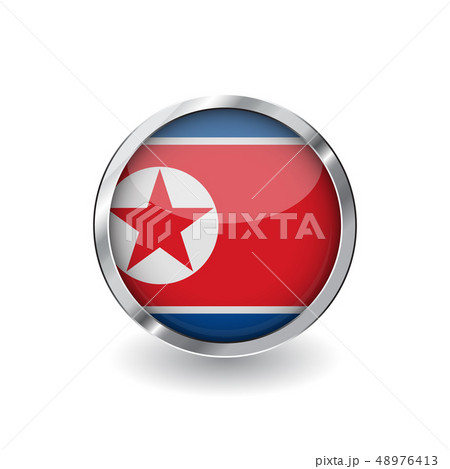 Flag button with metal frame and shadow. 48976413