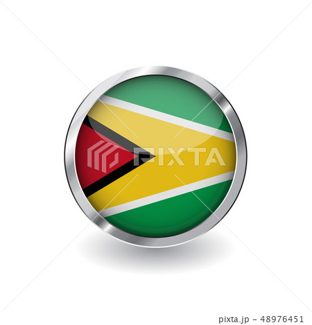 Flag button with metal frame and shadow. 48976451