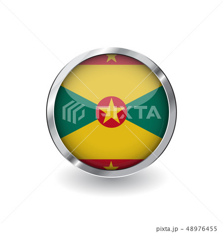 Flag button with metal frame and shadow. 48976455