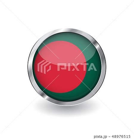 Flag button with metal frame and shadow. 48976515
