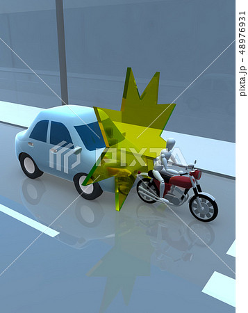 CG　3D　イラスト　デザイン　立体　車　バイク　交通　事故　トラブル　追突　道路　保険　事例　教本 48976931