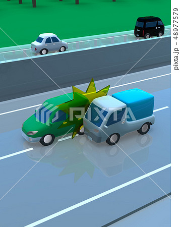 Cg 3d イラスト デザイン 立体 車 自動車 交通 事故 トラブル 接触事故 道路 保険 事例のイラスト素材