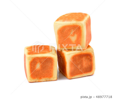 Moon Cake or square Cake sweets dessert on white Moon Cake or square Cake sweets dessert on white 48977718