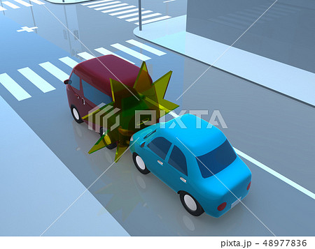 Cg 3d イラスト デザイン 立体 車 自動車 交通 事故 トラブル 追突事故