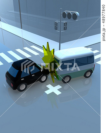 Cg 3d イラスト デザイン 立体 車 自動車 交通 事故 トラブル 正面衝突