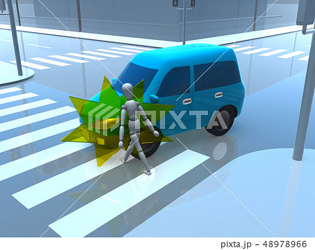 CG　3D　イラスト　デザイン　立体　車　歩行者　交通　事故　トラブル　人身事故　保険　事例　教本 48978966