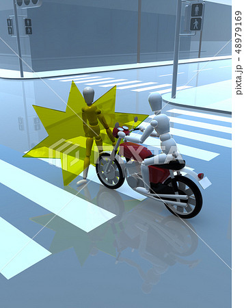 Cg 3d イラスト デザイン 立体 バイク 歩行者 交通 事故 トラブル 衝突