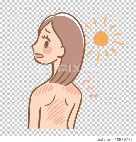 曬黑的女人直接陽光背肩 曬黑的女人直接陽光背肩 48979775