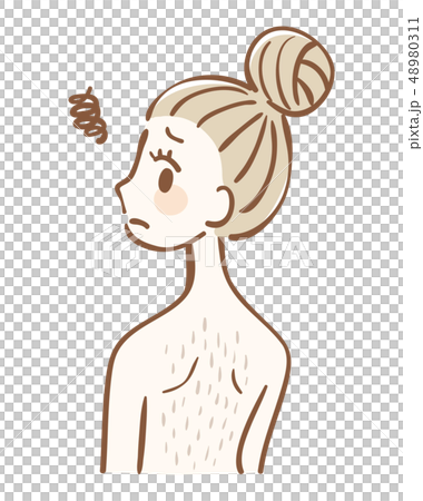 背中　産毛　悩む　女性 48980311