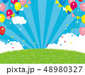 イベント背景イラスト　青空と芝生　バルーン 48980327