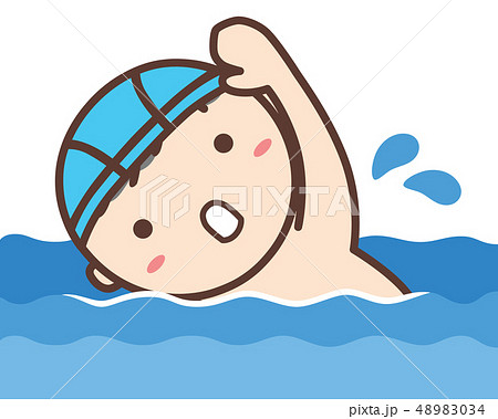 クロールで泳ぐスクール水着の男の子のイラスト素材 4034