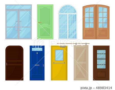 Colored doors on white background. Vector illustration. 48983414