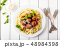 Spaghetti with meat balls tomato sauce 48984398