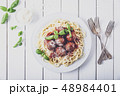 Spaghetti with meat balls tomato sauce 48984401