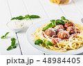 Spaghetti with meat balls tomato sauce 48984405