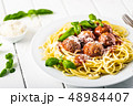 Spaghetti with meat balls tomato sauce 48984407