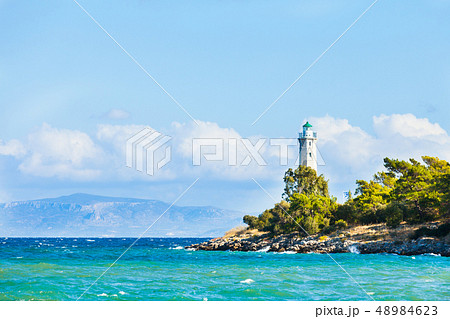Seascape with lighthouse near Gythio Greece 48984623