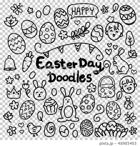 Easter day hand drawn doodles 48985403